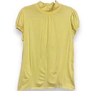 Cato Mock Neck T-Shirt Women's Large Yellow Blouse Casual Easter Top Boho Retro